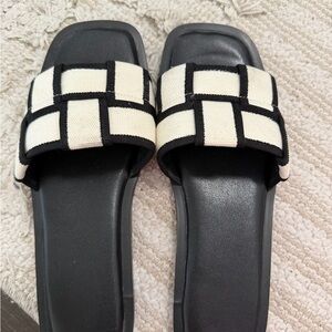 Black and White Women's Slide Sandals